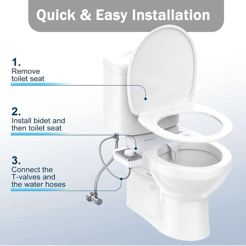Bidet Attachment for Toilet Ultra-Slim Bidets for Existing Toilets, Non-Electric Bidet Toilet Seat Self-Cleaning Retractable Nozzles Badays for Toilets, Quick & Easy Installation Bedets B012