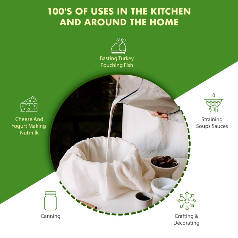 Regency Wraps 100% Cotton Ultra Fine Natural Cheese Cloth, 90 sq.ft 36" X36" 10 pcs, Chef Grade for Basting Turkey, Canning, Straining, Cheesemaking 9 sq ft (Pack of 10)