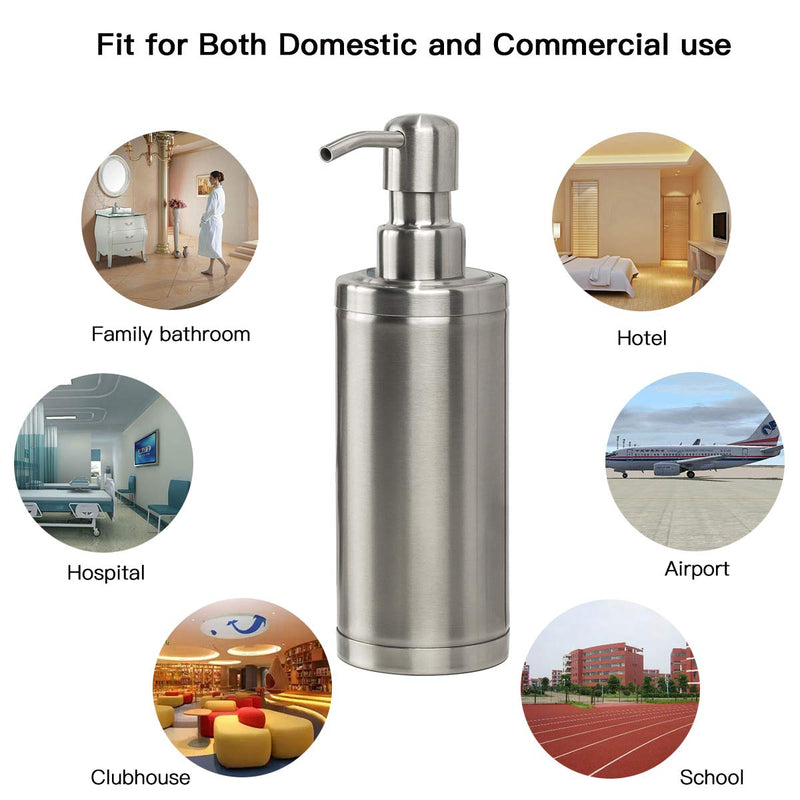 GAPPO Brushed Nickel Soap Dispenser Stainless Steel Metal Pump Hand Lotion Bottle for Bathroom, Bedroom and Kitchen(300ML/10.15Ounce)