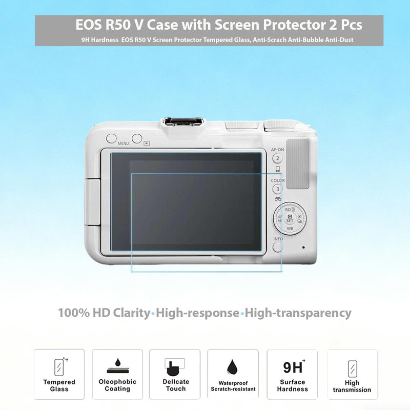 Case for Canon EOS R50 V Body Camera, Skin, Anti-Scratch, Soft Silicone Rubber Sleeve Protective Case Cover with Screen Protector, Wrist Strap Accessories for R50V - Rose Red