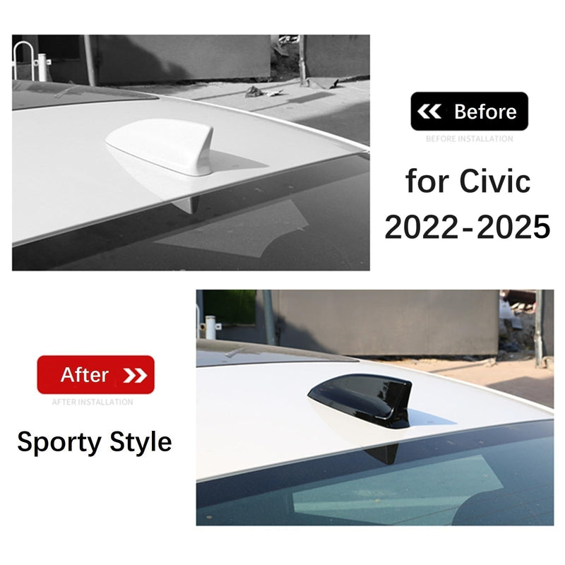 for Civic 2022 2023 2024 2025 2026, Car Shark Fin Antenna Topper Cover Trim Exterior Decoration Sticker for 11th gen Civic Accessories - Glossy Black Civic Antenna cover