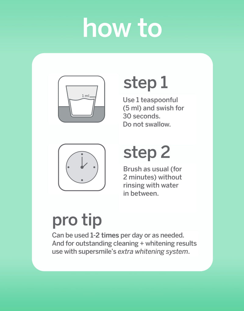 Supersmile Extra Whitening Pre-Rinse Mouthwash, 16 oz, Pre-Brush Whitening Rinse with Hydrogen Peroxide, Teeth Whitening Mouthwash, Enamel Safe, Triple Mint Fresh Breath White 16 Fl Oz (Pack of 1)