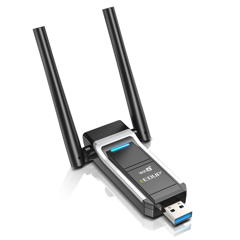 EDUP AX1800 USB WiFi 6 Adapter USB 3.0 Wireless Network Adapter Dual-Band 5Ghz/2.4Ghz 1800Mbps, 802.11ax/WPA3/MU-MIMO, USB 3.0 WiFi Dongle Dual Antenna for Desktop Laptop Support Windows 11/10/7 AX1800M