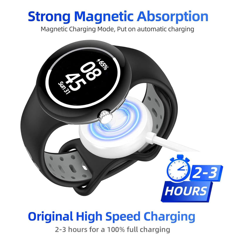 USB Watch Charger Cable for Google Pixel-Watch, Magnetic Replacement Charging Cable Cord Stand for Google Pixel Smartwatch, White, 3.3FT