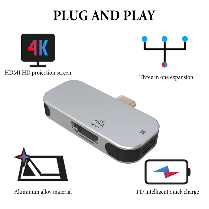 Geekria TV Dock Station Compatible with Nintendo Switch/OLED Portable Replacement, Game Accessories with 4K/1080P HDMI 3 in 1 HDMI/2 Type-C