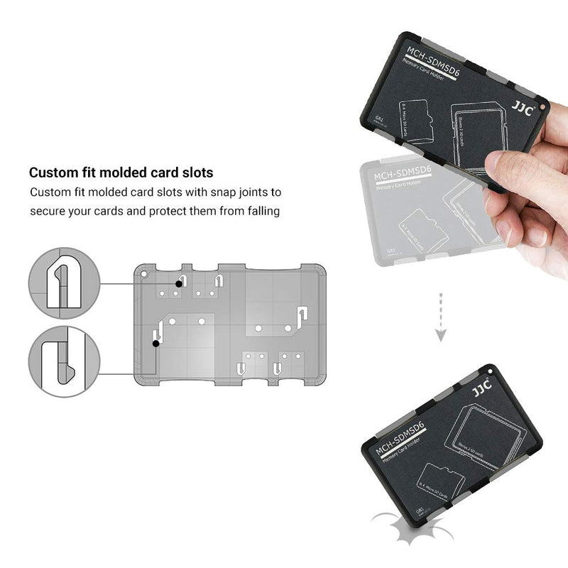 6 Slots SD Micro SD Card Case Storage Organizer, Lightweight Ultra-Thin Credit Card Size fit 2 SD SDHC SDXC Cards and 4 Micro SD TF MSD Cards 2 SD Card+4 Micro SD Card Slots