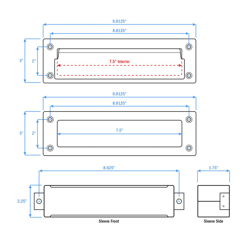 Nuk3y Solid Brass Mail Slot with Sleeve (Polished Brass, 10"" x 3"")" "10"" x 3""" Polished Brass