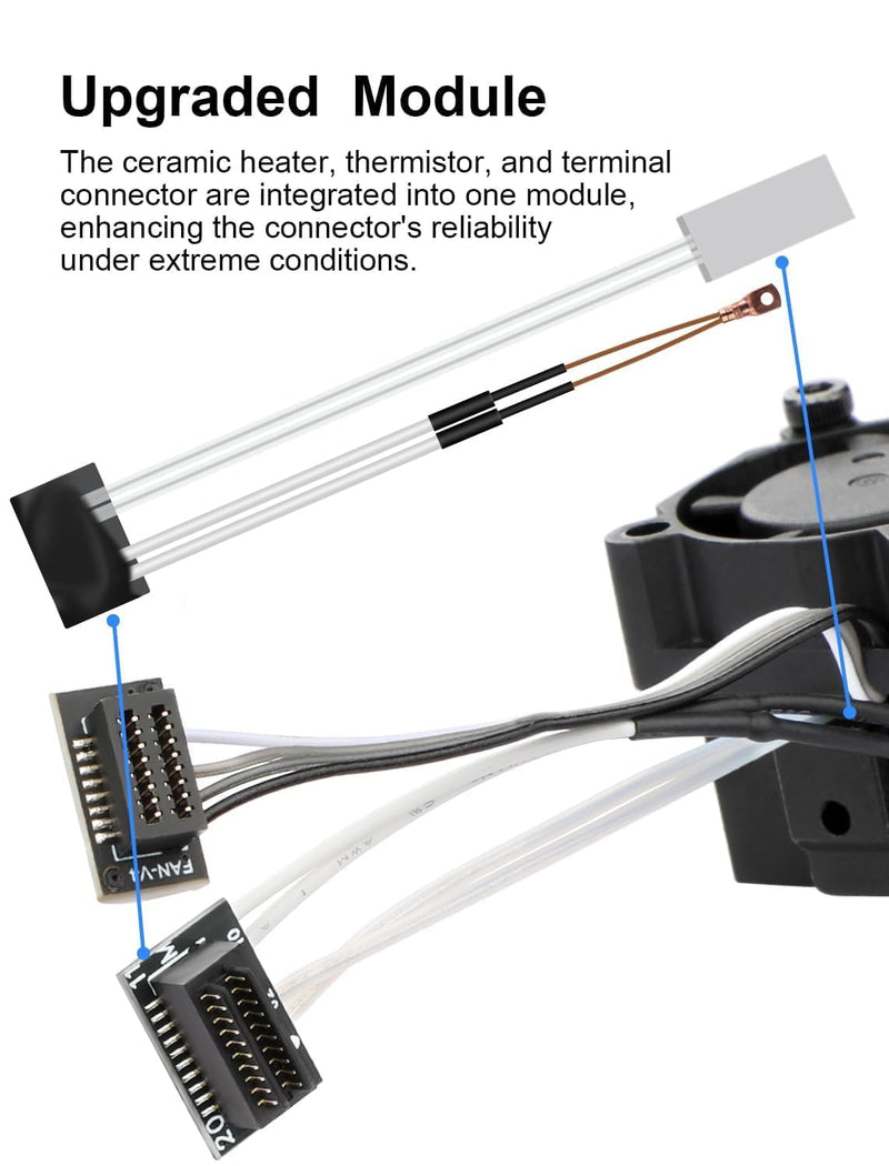 P1P P1S Hotend Kit with Fan for Bambu Lab P1 Series 3D Printer, Bambulab P1 Nozzle 0.2/0.4/0.6mm Assembly Hardened Steel with Fan, Thermistor, Ceramic Heater & Extruder Heating Block Replacement