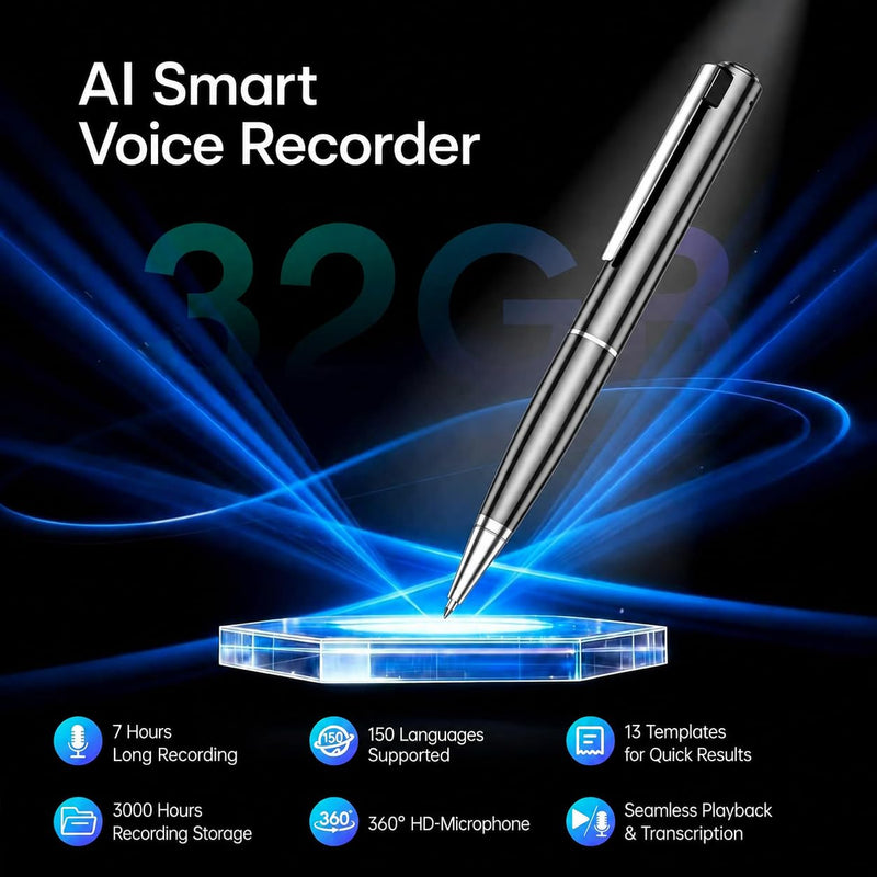 SKARA AI Voice Recorder with Real-Time Transcription, AI Summary & Mind Map, AI Note Taking Device Supports 150 Languages, Smart Digital Voice Recorder for Meetings, Lectures & Interviews Black