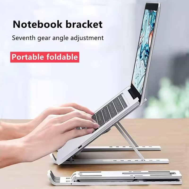 Foldable Tablet Stand, Non-Slip 6-Level Adjustable Laptop Stand Compatible with All Computers and Laptops, (Black) Black