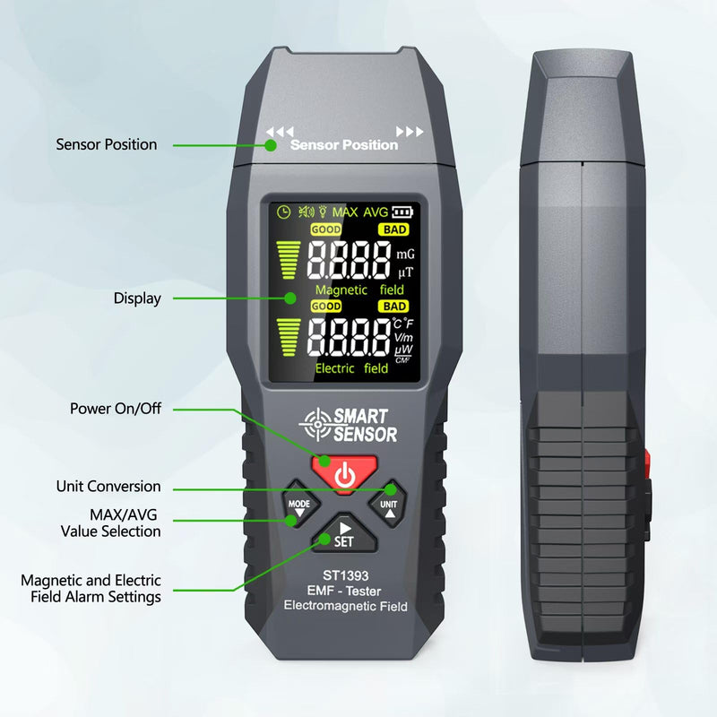 EMF Meter, Handheld LCD EMF Tester, Digital Electromagnetic Field Radiation Detector for Home, Office, Car, Electric Vehicle, Outdoor, Pregnancy Protection small