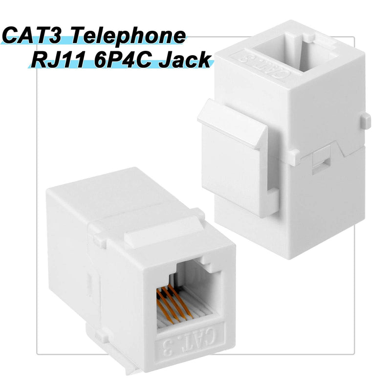 Weewooday Cat3 Telephone Jack Phone Line Connector Coupler Phone Female to Female Telephone Jack Coupler (white, 40 Pieces) White