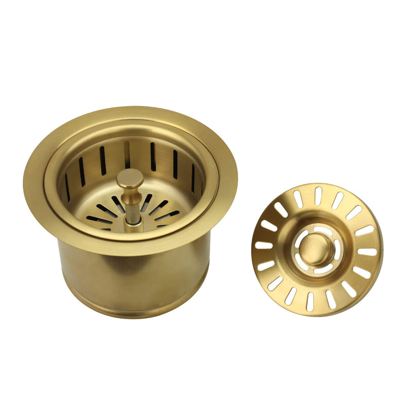 Akicon Kitchen Sink Brass Gold Finish Garbage Disposal Flange Stopper, One Size Disposal Rim, Fit 3-1/2 Inch Standard Sink Drain Hole 2.85" Height Brushed Gold