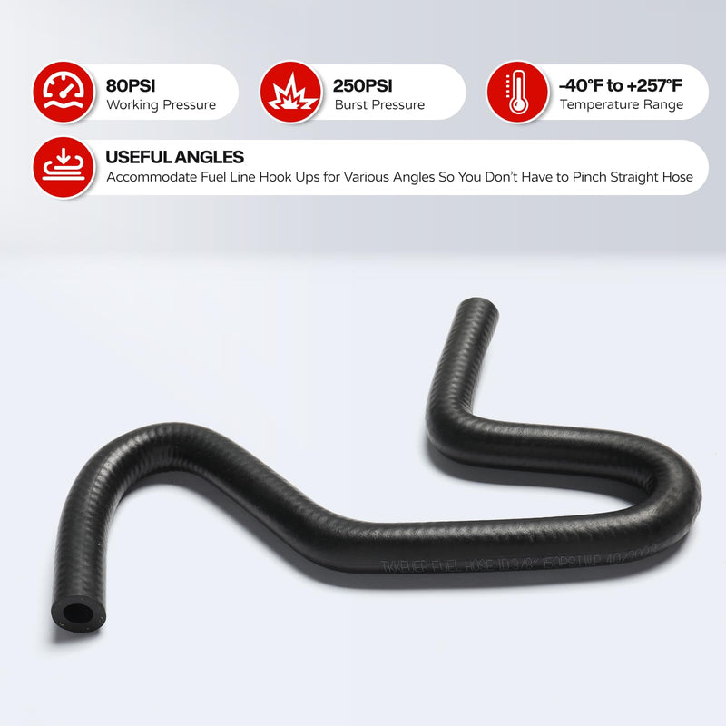 Molded Fuel Line Rubber Hose Elbow Bends Universal 45, 90, 135, 180 Degree Bend Fuel Hose (5/8 Inch ID) 5/8 Inch ID