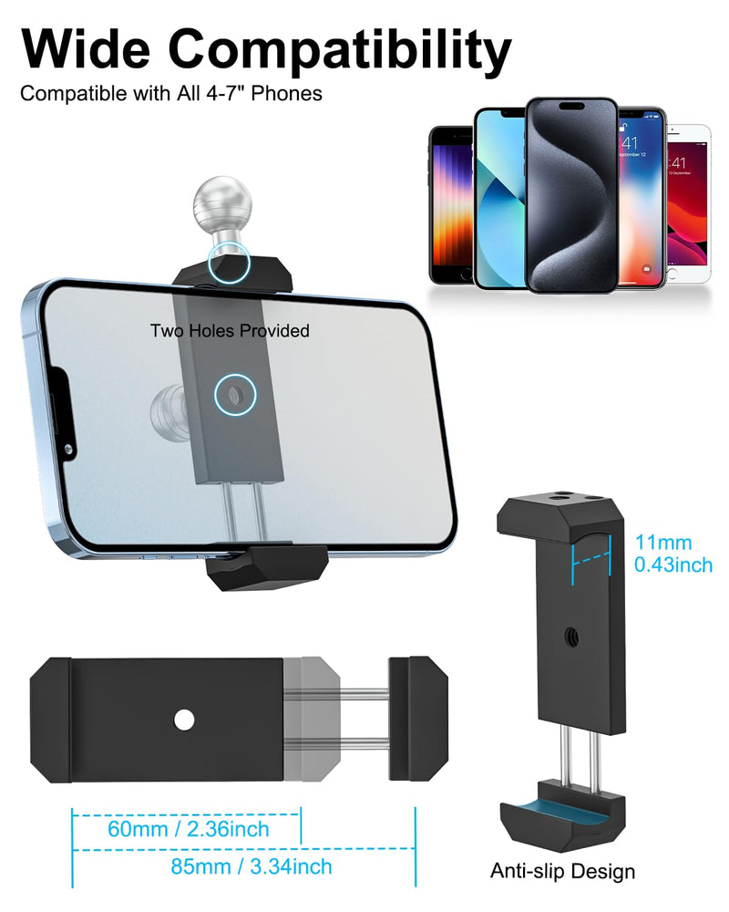 Metal Car Sun Visor Phone Holder for Samsung Smartphones, Car Cell Phone Mount Clamp with 360° Adjustable Arm for Galaxy S26 Ultra, S25, S24, S23, S22, A36, A26, iPhone 17 Pro Max, 16, 15, 14, 13, 12