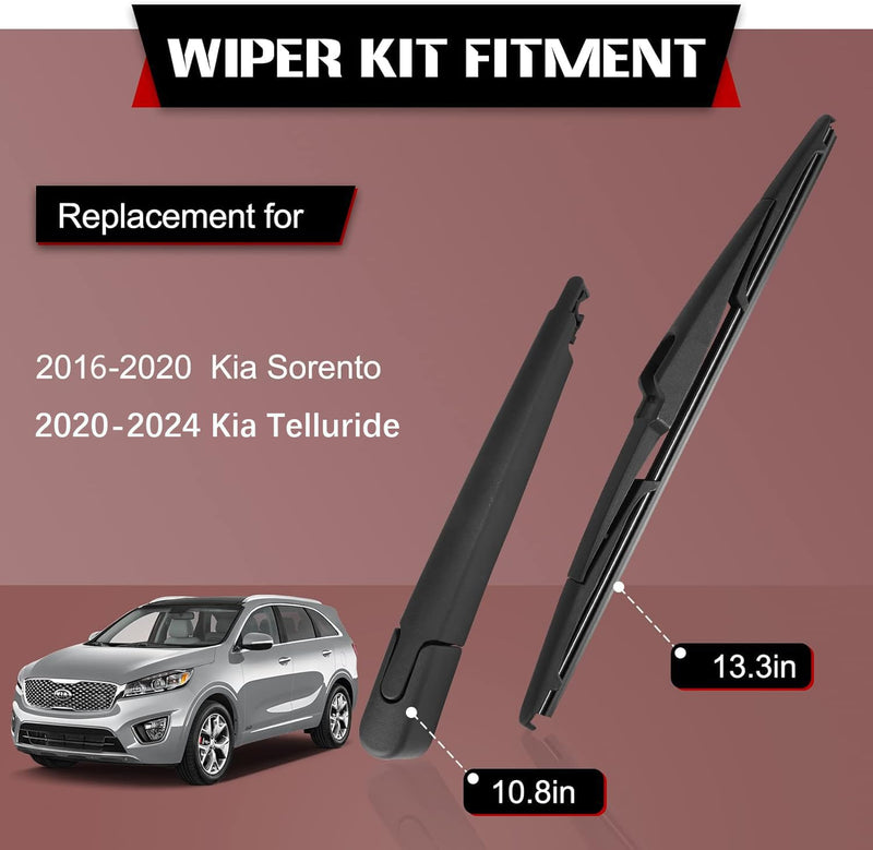 OTUAYAUTO Rear Windshield Wiper Arm- Replacement for 2016-2020 KIA Sorento, Telluride 2020-2024 Back Window Wiper Blade Arm and Blade Accessories Assembly Rear Wiper Arm and Blade Replacement for Kia Sorento 2016-2020