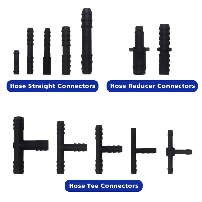 Vacuum Connector Assortment 113 PCS Heat Resistance 240℃（460℉）Automotive Vacuum Tubing Connector Vacuum Tee Connector Assortment Kit Black Nylon