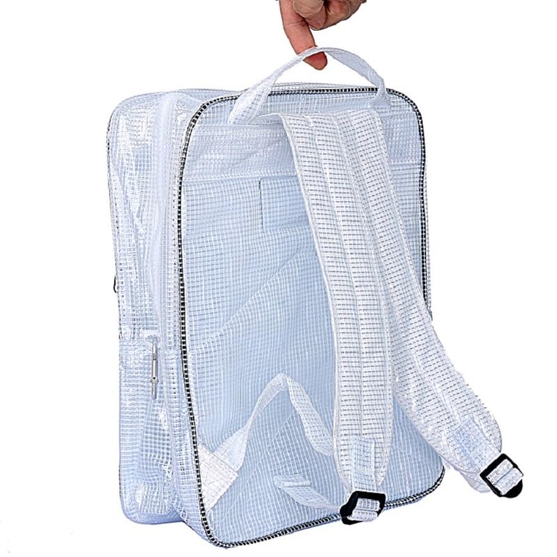 16.5 ”Anti-static clear pvc backpack,cleanroom engineer tool bag full cover pvc for put computer tool working in clean room, semiconductor industry One Piece White Large