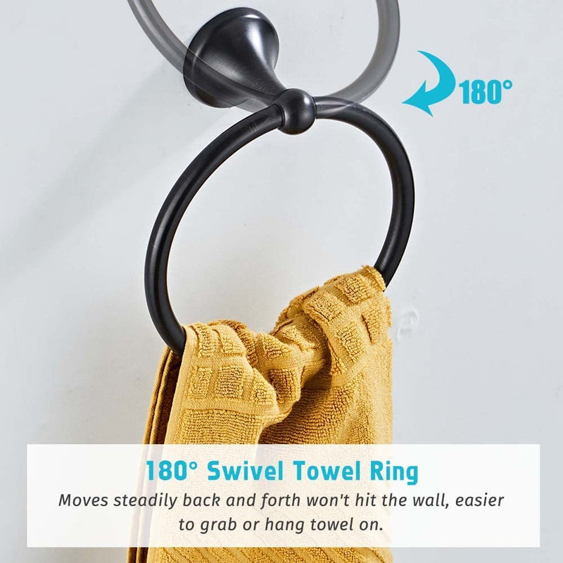 4 Piece Bathroom Accessory Set(Adjustable Towel Bar, Towel Ring, Toilet Paper Holder,Towel Robe Hook), Wall Mounted Bathroom Hardware Accessories Set,Oil Rubbed Bronze Oil Rubbed Bronze 4 pieces