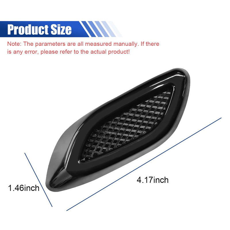 6PCS Car Exterior Hood Side Door Air Vent Cover, Glossy Auto Fenders Trim Intake Grille Decorative Sticker, ABS Hood Spoiler Bumper Side Vent Decal Decoration for Most Cars (Black) Black