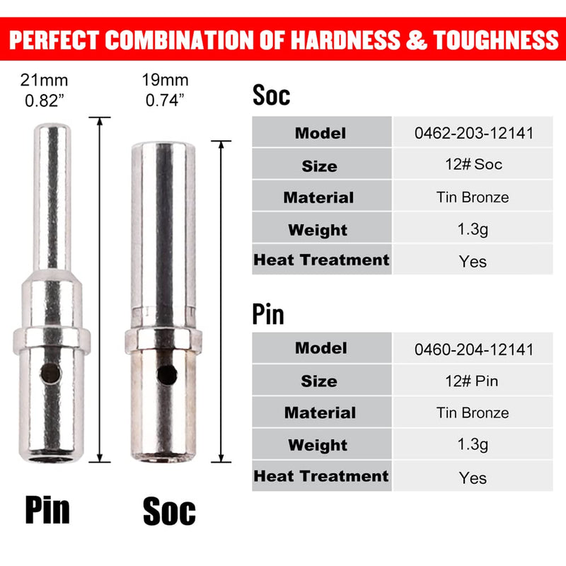 JRready ST6286 1 Pin DTHD Connector 4 Sets,IP67 Waterproof Single Terminal Connectors for Heavy-Duty Applications,Contact Size 12 Crimp Wire Gauge 12-14AWG,25A