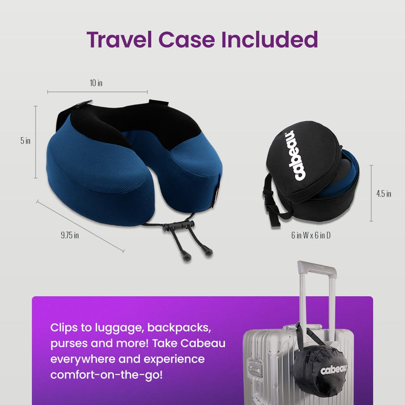 Cabeau Evolution S3 Travel Pillow – Straps to Airplane Seat – Ensures Your Head Won’t Fall Forward – Relax with Plush Memory Foam – Quick-Dry Fabric Keeps You Cool and Dry (Indigo)… Indigo