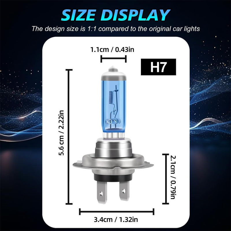Halogen Bulbs Replacement Lighting Bulb For Hyundai Santa Fe 2013-2016,H7 High Beam & H11B Low Beam & H11 Fog Lights Headlight Bulbs Kit,12V 100W 6000K,Plug And Play,Pack of 6