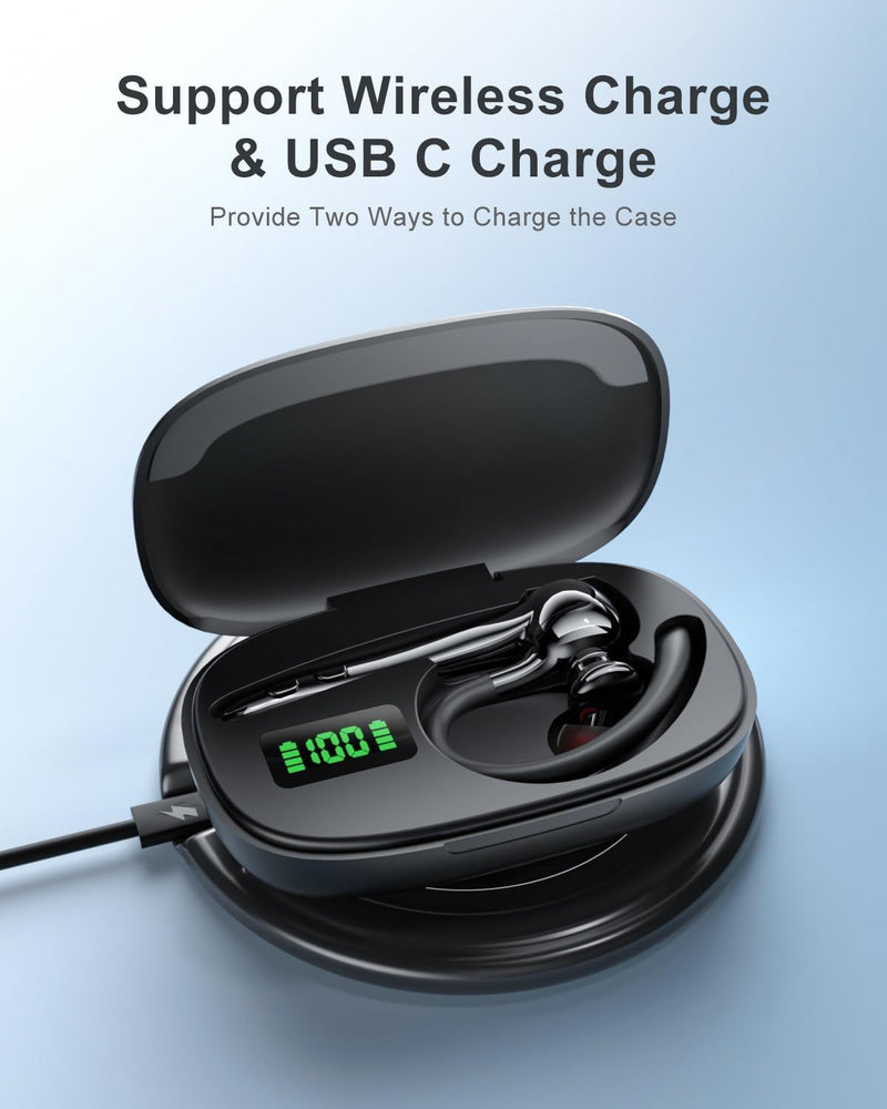 Earbuds Wireless Earpiece Bluetooth Headset Noise Canceling Mic Hands Free | 160H Standby Time Earphones Single Ear Headphone for iphone Android Samsung Cell Phones PC TV Computer Game Trucker Work