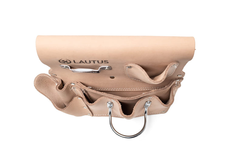 LAUTUS Oil Tanned Drywall Leather Tool Pouch Bag|Carpenter, Construction, Framers, Drywallers | 7 Pockets, 1 Hammer Holders | 100% Leather
