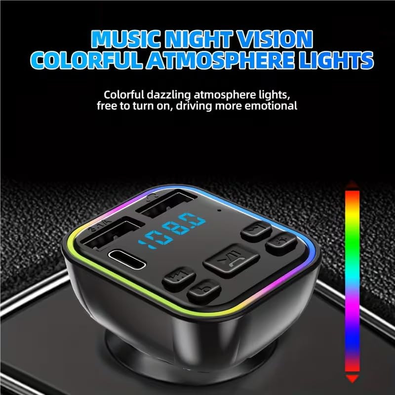 Car MP3 Player, Wireless FM Transmitter, USB and C Fast Charging, Mobile Phone Kit - Car Mobile Phone kit, FM Modulator for MP3 Players