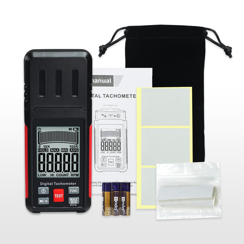  [AUSTRALIA] - Digital RPM Tachometer, Non Contact RPM Meter 10-99999 RPM High Accuracy Laser Tachometer Gauge with Reflection Tape, LCD Backlight, Data Hold & Max/Min/AVG Functions