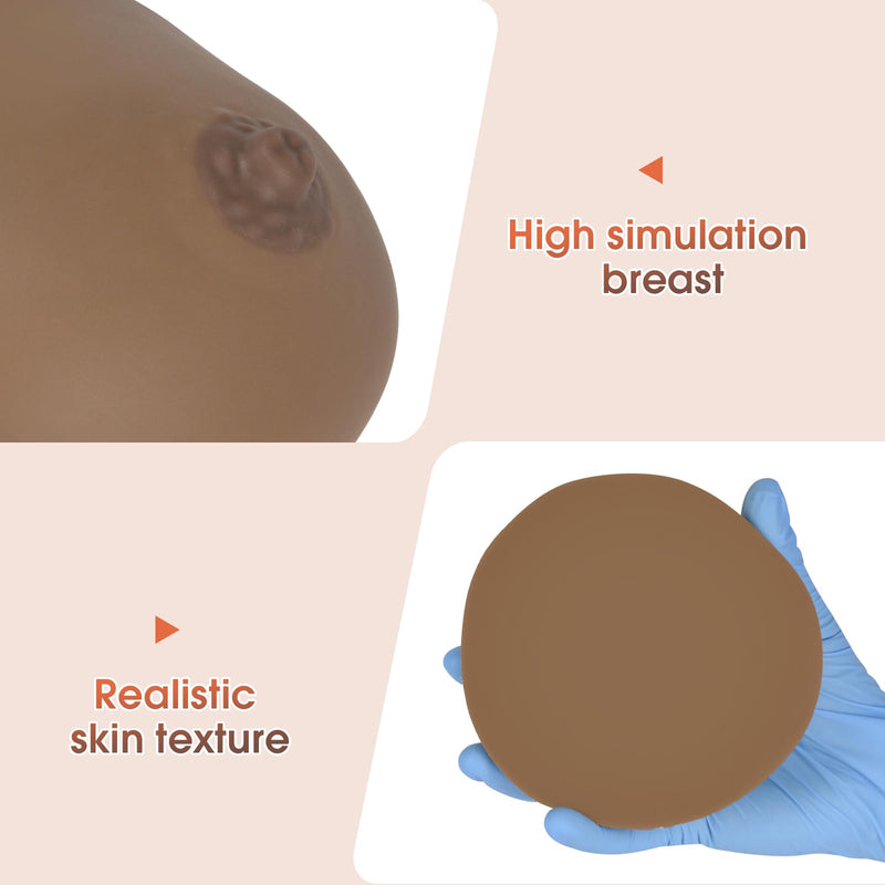 SimCoach Lactation Breast Model, Artificial Breast for Breastfeeding, Silicone Breast Model for Education, Lactating Teaching Tool, Nursing Training, Black