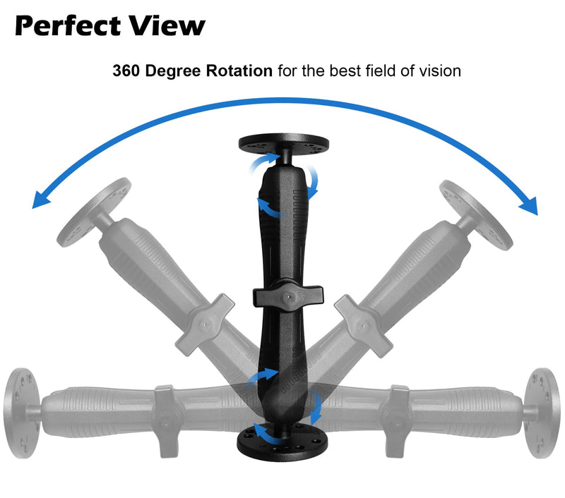 1" Double Ball Mount with Two AMPS Round Plates, Long(17cm/6.7'') Aluminum Arm with 1 inch / 25mm / B Size Ball Adapters, Compatible with RAM, Arkon, iBolt and More