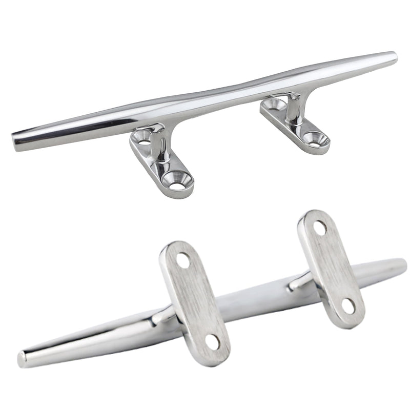 Stainless Steel Boat Dock Cleats 4"/5"/6"/8"/10" Open Base, Marine Grade 316 SS, Rope Cleat, Tie Down, Mooring Accessories with Screws for Boat, Pontoon, Yacht, Deck 5" Silver 2 Pack