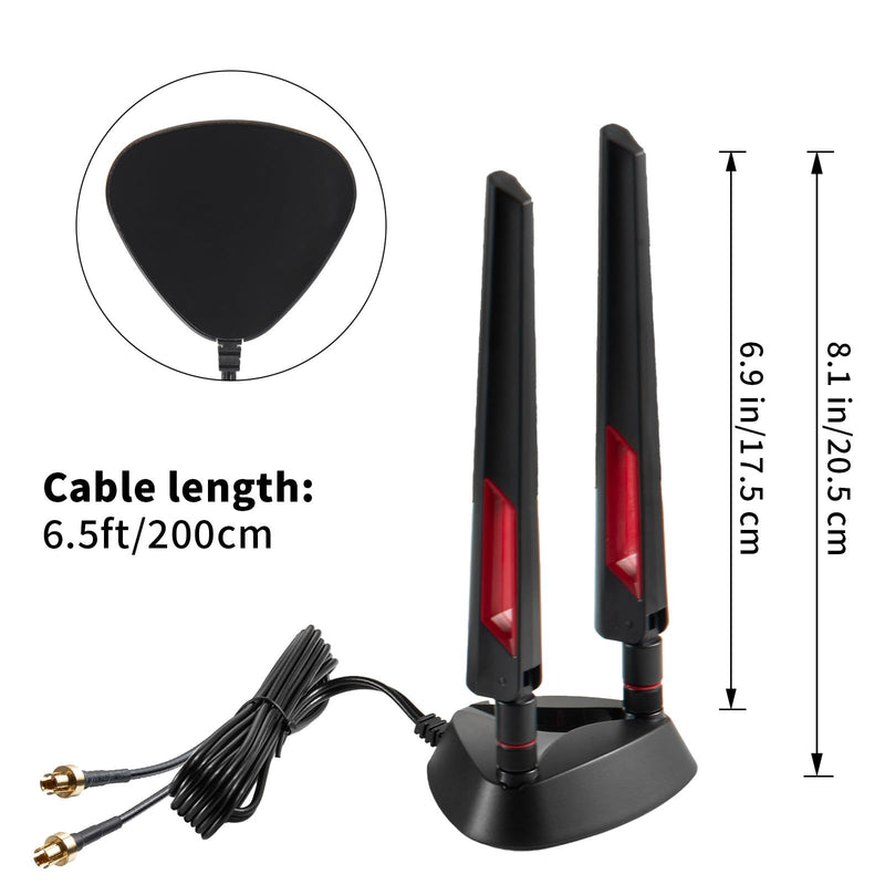 9dBi WiFi 7 Tri-Band Magnetic Base Gaming Antenna with New Connector for ASUS ROG Strix X870E-E X870-A X870-Plus B650-Plus ASUS Prime TUF Gaming and More PC Desktop Computer Gaming Motherboard