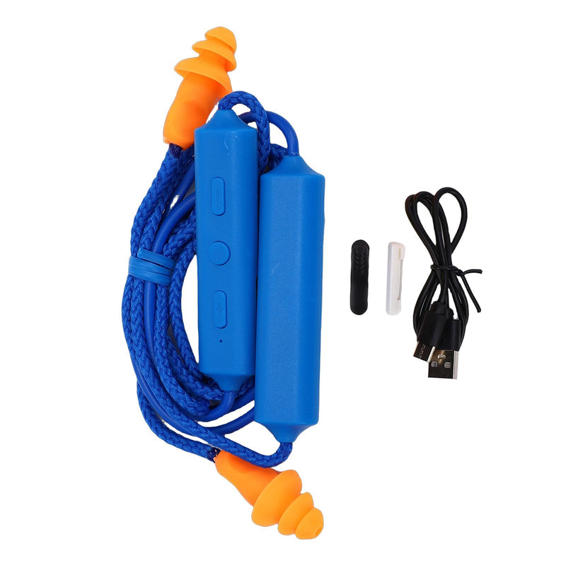 ASHATA Bluetooth Earplug Headphones, Neckband Wireless Earbuds Earplug, IPX5 Water Proof 200mAh Rechargeable, for Construction Site Workshop (Blue)
