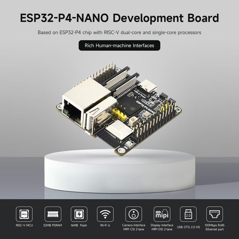 Waveshare ESP32-P4-NANO High-Performance Development Board, Based On ESP32-P4 Chip with RISC-V Dual-core and Single-core Processors, Bundle with RPi Camera (4 Items)