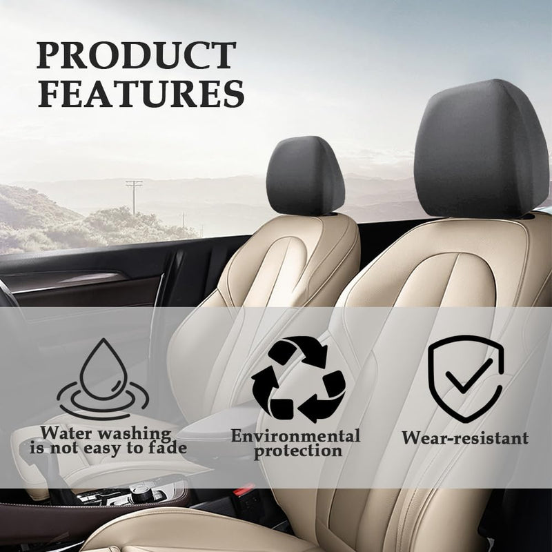 2PCS Car Headrest Cover,Stretchy Fabric Car Seat Headrest Cover for Protect & Avoid Scratches,Removable Head Rest Covers for Car Seat Suitable for Most Car Headrest Accessories (Black) Black