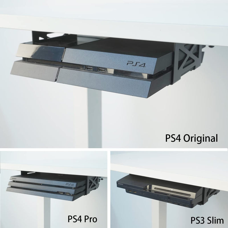 Monzlteck Universal Under Desk Metal Storage Mount for Xbox Series S/X, PS4 Slim/Pro, Compatible with CPU, UPS, Small Form Factor Desktop Tower, Mini PCs, 3.2IN Height Limit – Includes Paper Template