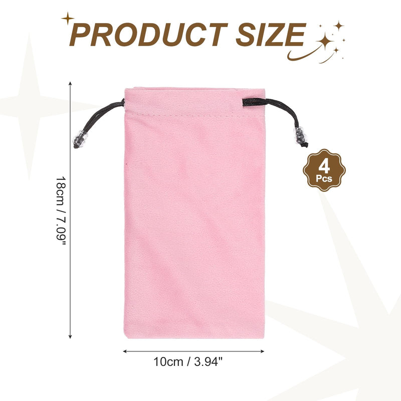 2 Pcs Cell Phone Sleeves (180x100mm) - Soft Phone Storage Pouch Organizer Velvet Drawstring Pouch Bag for Smartphone/Sunglasses/Ski Goggle/Jewelry, Pink 180x100mm 2