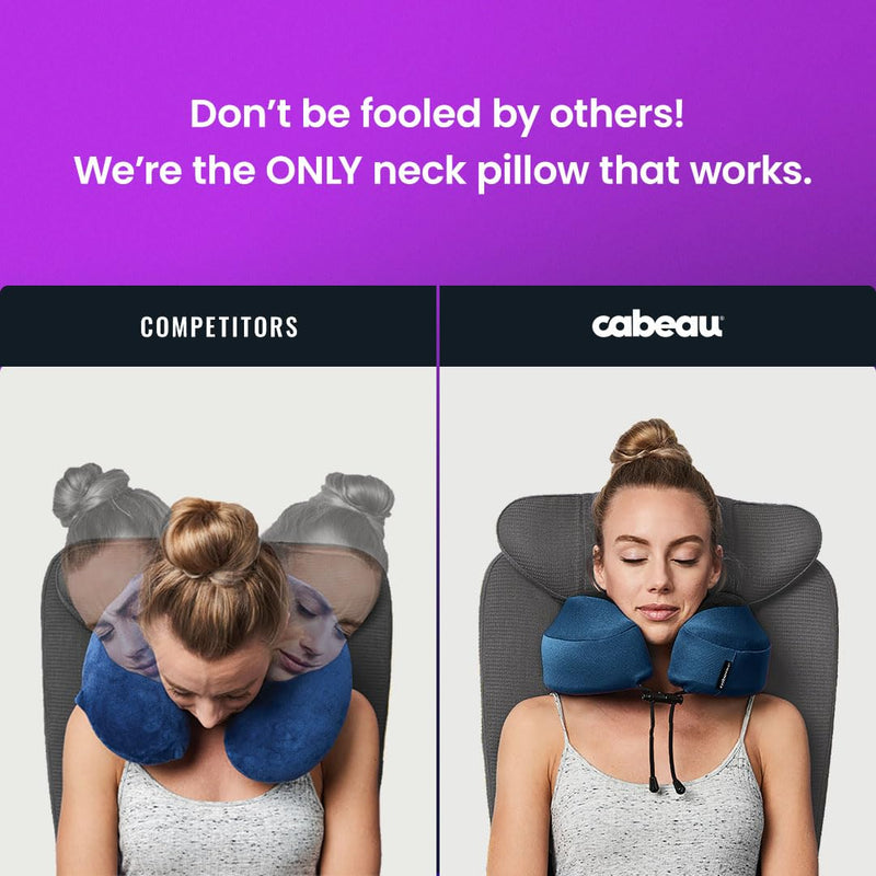Cabeau Evolution S3 Travel Pillow – Straps to Airplane Seat – Ensures Your Head Won’t Fall Forward – Relax with Plush Memory Foam – Quick-Dry Fabric Keeps You Cool and Dry (Indigo)… Indigo