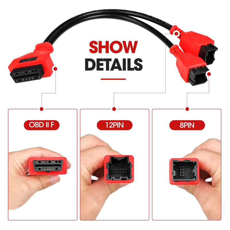 Autel Original OBD2 12+8 Adapter for Chrysler, OBD II Bypass Cable Gateway Protocol, Universal Security Bypass 12 8 Connector for FCA SGW Car, Work for All Scanner MK808 MX808 MX900 MS906 MS908