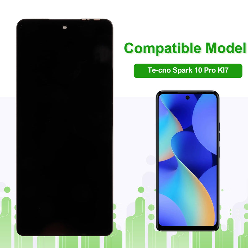 New LCD Display Replacement Compatible with Tecno Spark 10 Pro KI7 6.8" Touch Screen Digitizer Assembly with Repair Tools Kit
