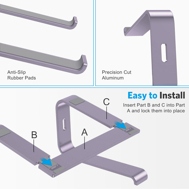 OMOTON Detachable Laptop Stand, Aluminum Mount for Desk, Compatible With MacBook Air/Pro, Dell, HP and All Laptops (11-16 Inch), Purple