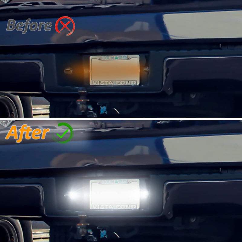 Bestview License Plate Lights Tag Lamp with Black Housing Cover 6000K White Bulbs Assembly Replacement for Chevy Silverado GMC Sierra 1500 2500 3500 Suburban Tahoe Avalanche Cadillac,Pack of 2
