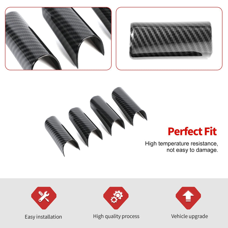 Jimen Compatible with Jeep Wrangler JK JKU 2007-2010, 4PCS Car Steering Wheel Overlay Cover Interior Trim Accessories (Carbon Fiber) Carbon Fiber