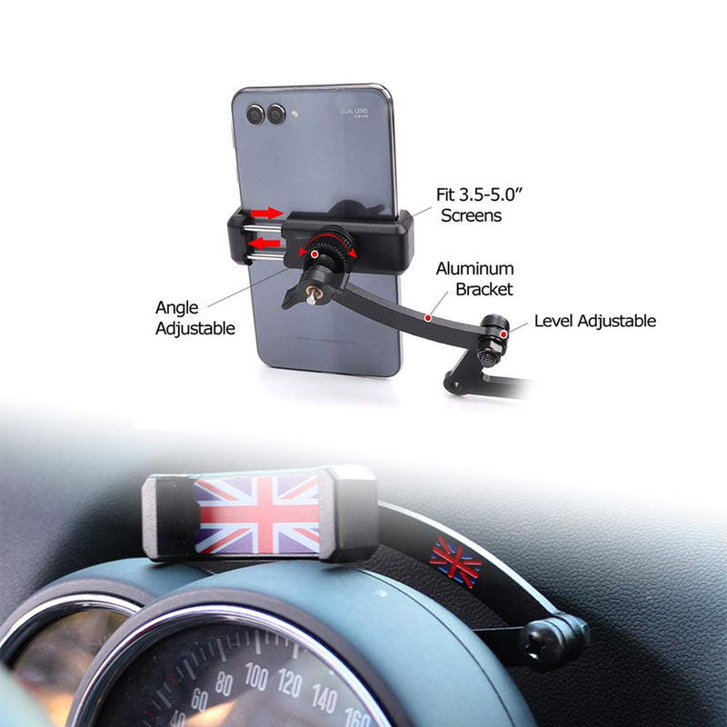 igersaw Behind Tachometer Mount Smart Phone GPS Mounting Design Holder Kit for Mini Cooper R55 R56 R57 R60 R61(2008-2013seris) Union Jack (Black & Grey Union Jack Flag Style) Black & Grey Union Jack Flag Style