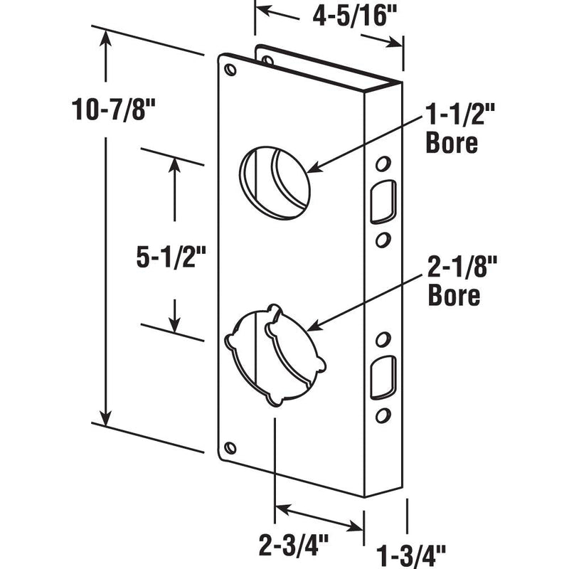 Prime-Line U 9931 Brass Lock and Door Reinforcement Plate for 1-3/4 In. Thick Doors, Brass Finish (Single Pack)