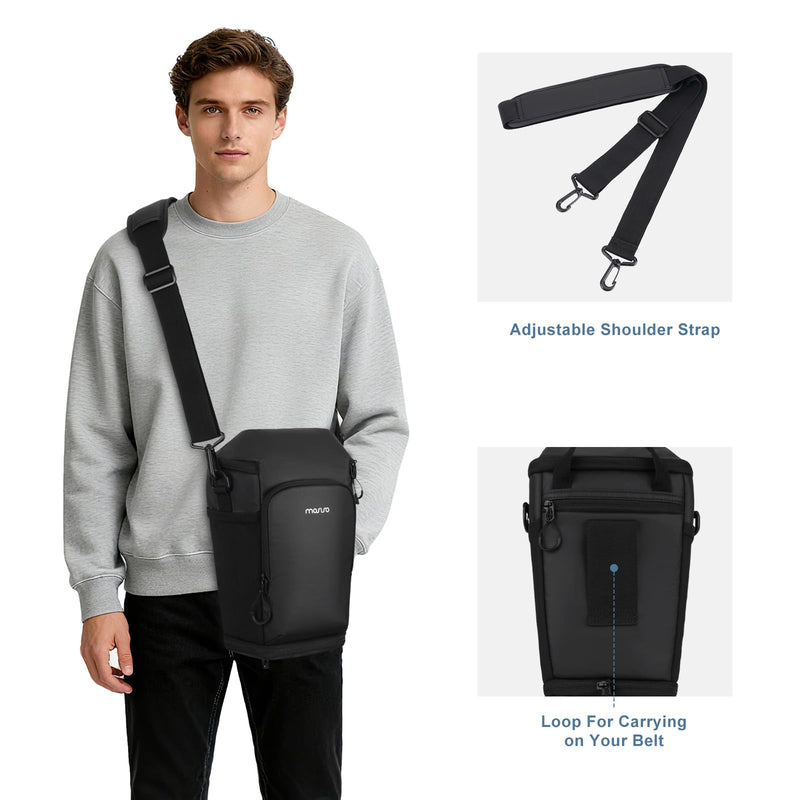 MOSISO Camera Bag, Crossbody Shoulder Photography Bag with Lens Kit, Black | Top Access DSLR SLR Padded Camera Case with Expandable Bottom Layer, Compatible with Canon/Nikon/Sony