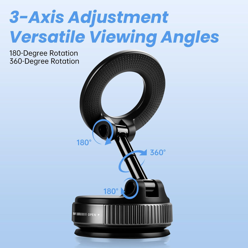 2026 Upgraded Vacuum Magnetic Car Phone Holder Mount [85 LBS Strongest Suction] 360° Adjustable Magnetic Phone Holder, Foldable Car Mount for All cellphones